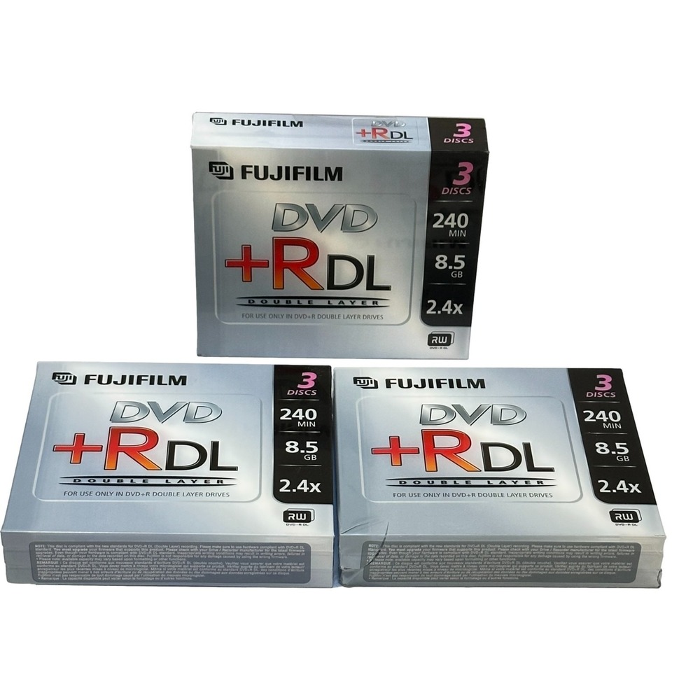 Fujifilm DVD +RDL Double Layer Lot 3 Pack 3 Disc Box 240min 8.5 GB 2.4X Blank